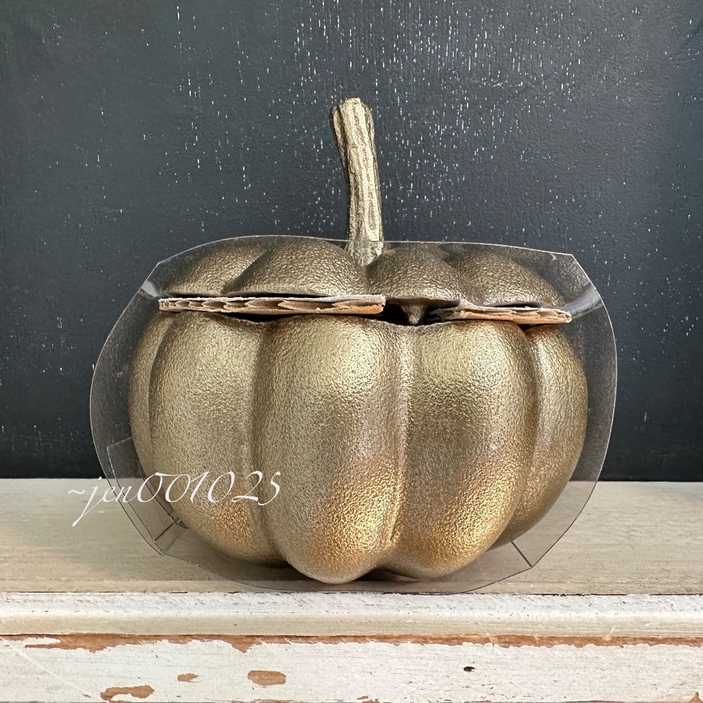 Threshold Studio McGee Cast Metal Pumpkin Canister Gold - Picture 7 of 7